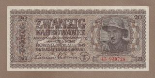 Ukraine: 20 Karbonawez Banknote,  (unc),  P - 53,  10.  03.  1942,