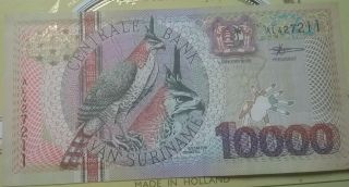 Surinam Suriname 10000 Gulden 2000 Barely Birds Very