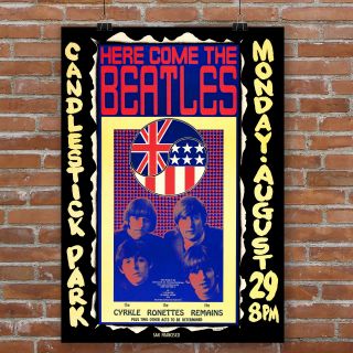 Beatles Concert Gig Poster At Candlestick Park Canvas Art Print 16 " X 22 "
