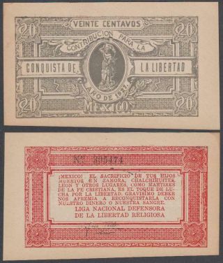 Mexico Contribucion Para La Conquista De Libertad,  20 Centavos,  1927,  Au,  M4361