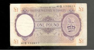 Great Britain,  1943 - 5,  British Military Authority,  £1 Pound,  P - M6,  Crisp Vf