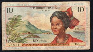 10 Francs From French Antilles 1964 Good/vg