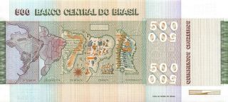 Brazil 500 Cruzeiros Nd.  79 P 196ac Series B Uncirculated Banknote Xyz3