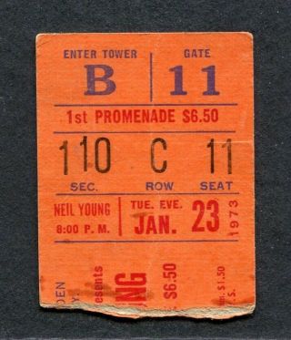 1973 Neil Young Concert Ticket Stub York Ny Harvest Time Fades Away