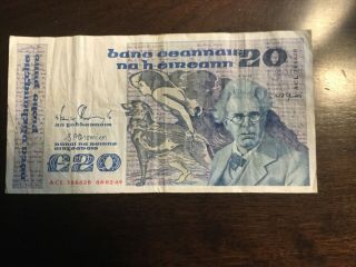 Central Bank Of Ireland 20 Pound Note (06 - 02 - 89)