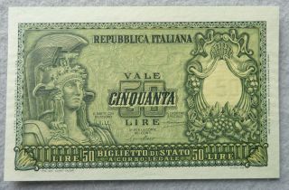 1951 Italy 50 Lire Repubblica Italiana - Biglietto Di Stato Ch.  Uncirculated