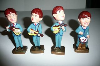 Vintage The Beatles Plastic Nodder Cake Toppers Made In Hong Kong Nm
