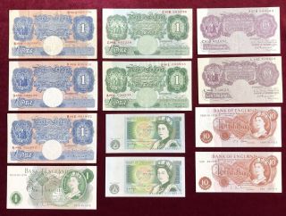 Great Britain 10 Shillings And 1 Pound 12 Notes Fine To Au - Unc