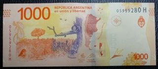 Argentina Banknote 1000 Pesos,  P.  366 Unc 2020 - Pesce/massa (series H) Hornero