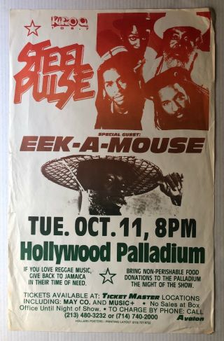 Steel Pulse Eek - A - Mouse 1983 Concert Poster Hollywood Palladium Reggae Ja Rasta