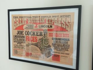 1972 Great Western Express Festival,  A 2 Ticket And Gig Advert Framed