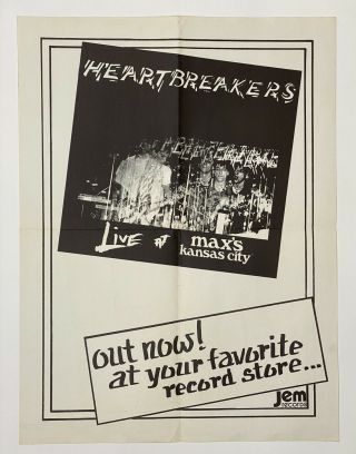 Orig Johnny Thunders Richard Hell Heartbreakers Live Max’s Kansas City Poster