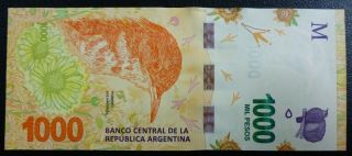 ARGENTINA BANKNOTE 1000 Pesos,  P.  366 UNC 2019 Sandleris/Monzo (Series F) Hornero 2