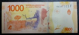 Argentina Banknote 1000 Pesos,  P.  366 Unc 2020 - Pesce/massa (series F) Hornero