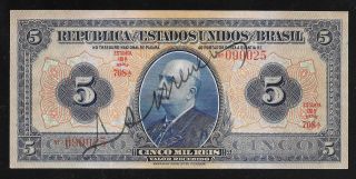 Brazil Paper Money - Old 5 Mil Reis Note (1925) P29c - Vf/xf