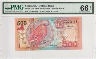 2000 Suriname 500 Gulden P - 150 Pmg 66 Epq Gem Unc