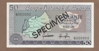 Rwanda: 50 Francs Banknote,  (unc),  P - 7s2,  01.  07.  1971,