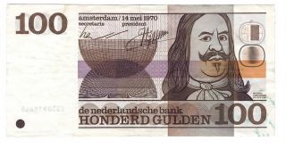 Netherlands 100 Gulden Crisp Axf Banknote (1970) P - 93 Prefix 2330 Paper Money