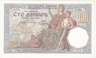 Yugoslavia Kingdom 100 Dinara 1934 P.  31