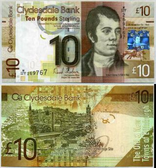 Scotland 10 Pounds Clydesdale Bank 2009 P 229 Unc