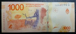 Argentina Banknote 1000 Pesos,  P.  366 Unc 2020 - Pesce/massa (series G) Hornero