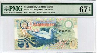 Seychelles 10 Rupees Nd 1983 P 28 Gem Unc Pmg 67 Epq High