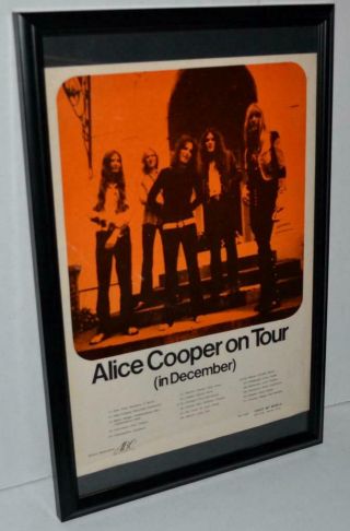 Alice Cooper 1971 On Tour In December With Tour Dates Framed Promo Poster / Ad
