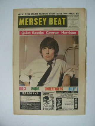 The Beatles Mersey Beat Newspaper,  August 13,  1964 George Color Cover Uk