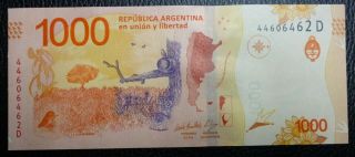 Argentina Banknote 1000 Pesos,  P.  366 Unc 2019 - Sandleris - Monzo (series D)