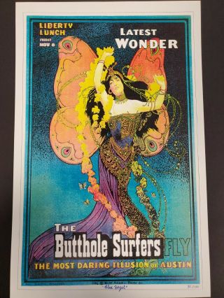 1996 Butthole Surfers Austin Tx Concert Poster 11 " X17 " Signed Blue Angel 31/150