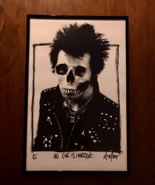 Sid Vicious Skull Framed Fine Art Print Signed D Poster Punk Sex Pistols 1977