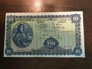 1975 Central Bank Of Ireland - Lady Lavery - 10 Pound Note