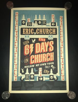 Eric Church 61 Days In Church Jack Daniels 2017 Holdin’ My Own Tour Print Poster