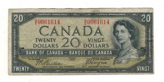 Canada 1954 $20 Bank Of Canada Banknote B/e Devil 