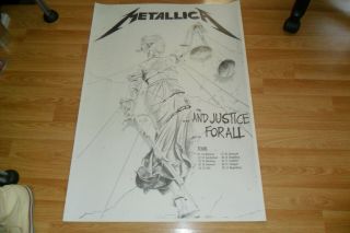 Metallica Vintage Justice For All European Tour 1988 Poster Metal Rock