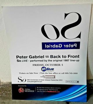 One Of A Kind Peter Gabriel 25th Anniversary Of " So " Back To Front Show Poster