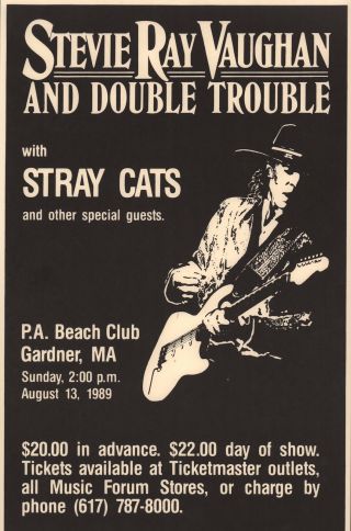 Stevie Ray Vaughan 1989 In Step Tour Concert Poster / Stray Cats