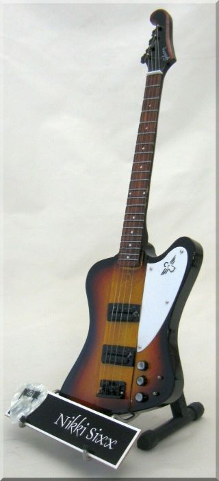 Nikki Sixx Miniature Guitar Bass Motley Crue Thunderbird W/ Guitar Pick