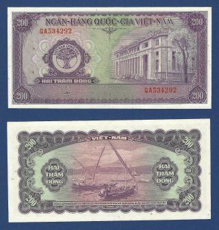 South Vietnam National Bank 200 Dong 1958,  P - 9a Scarce Unc (p/h),  Viet Nam