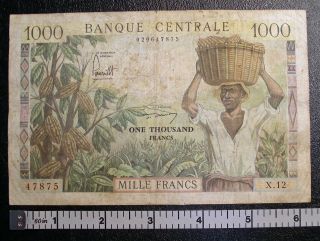 1962 Cameroun 1000 Francs P - 12 Circulated Banknote Problem