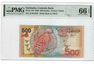 P - 150 2000 500 Gulden,  Suriname Centrale Bank,  Pmg 66epq Gem,