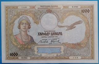 Yugoslavia,  Kingdom Of Yugoslavia ; 1000 Dinara 1931,  Unc (scarce)
