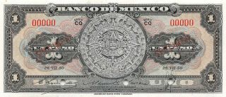 México 1 Peso 26.  7.  1950 P 46b Series Cq Specimen Uncirculated Banknote A