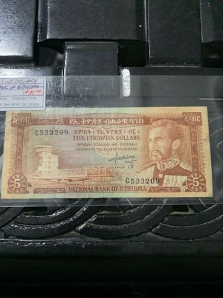 Ethiopia 5 Dollars Nd 1966 (f - Vf) Banknote P - 26