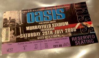 Oasis Ticket Murrayfield 29th July 2000 Standing On The Shoulder Of Giants Tour