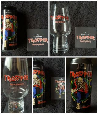 Iron Maiden Official Trooper Beer Brazil Bodebrown Glass,  Can,  Bar Mat Set