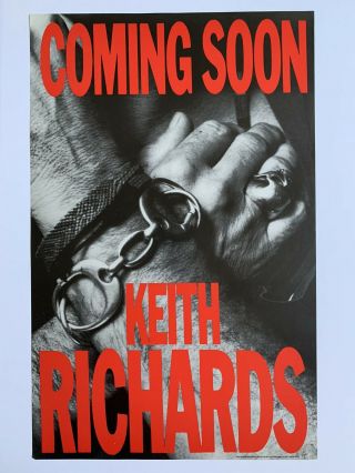 1988 Keith Richards Coming Soon Promo Poster 14 " X 22 " Rolling Stones
