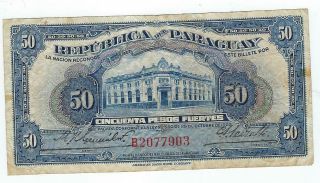 Paraguay P - 166 50 Pesos L.  1923 Circulated