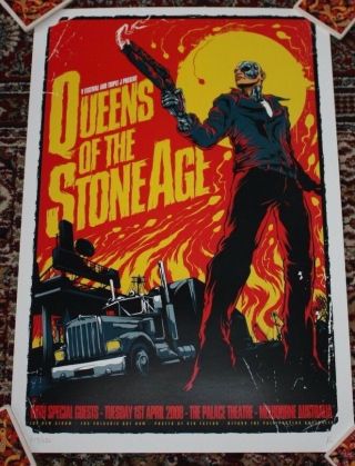Queens Of The Stone Age Concert Gig Tour Poster 4 - 1 - 08 Melbourne 2008 Ken Taylor