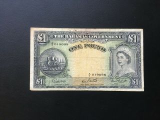 Bahamas (9098),  1953,  1 Pound,  P15b,  Fine
